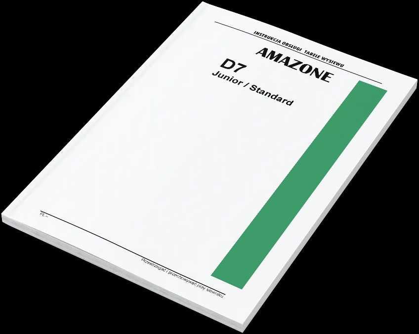 Amazone D7 Standard Junior tabela tabele wysiewu