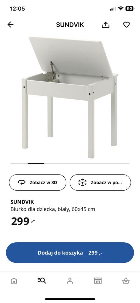Stolik, biurko dla dziecka Sundvik Ikea razem z krzesełkiem