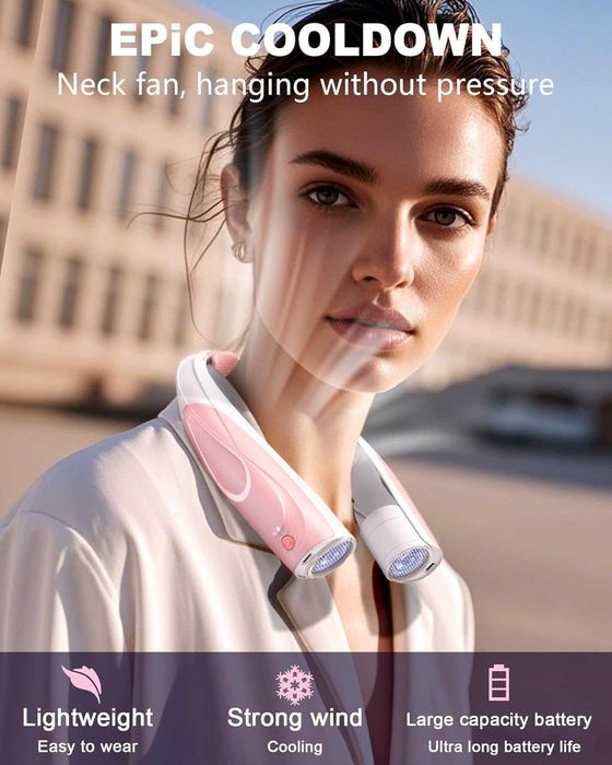 Wentylator na szyję, kark przenośny wentylator 6000 mAh USB-C, cichy
