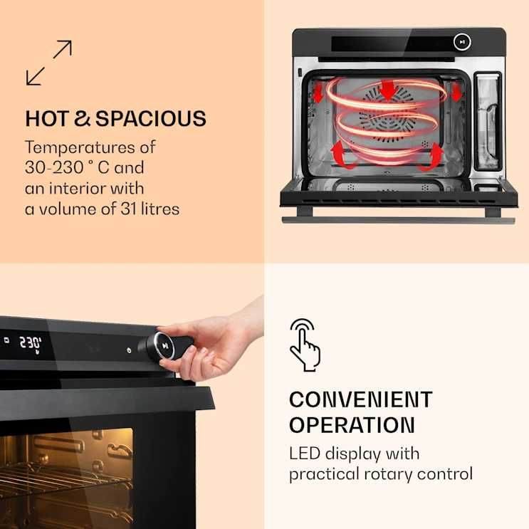 Klarstein VaporChef Piekarnik parowy 230°C 24 L 31 programów