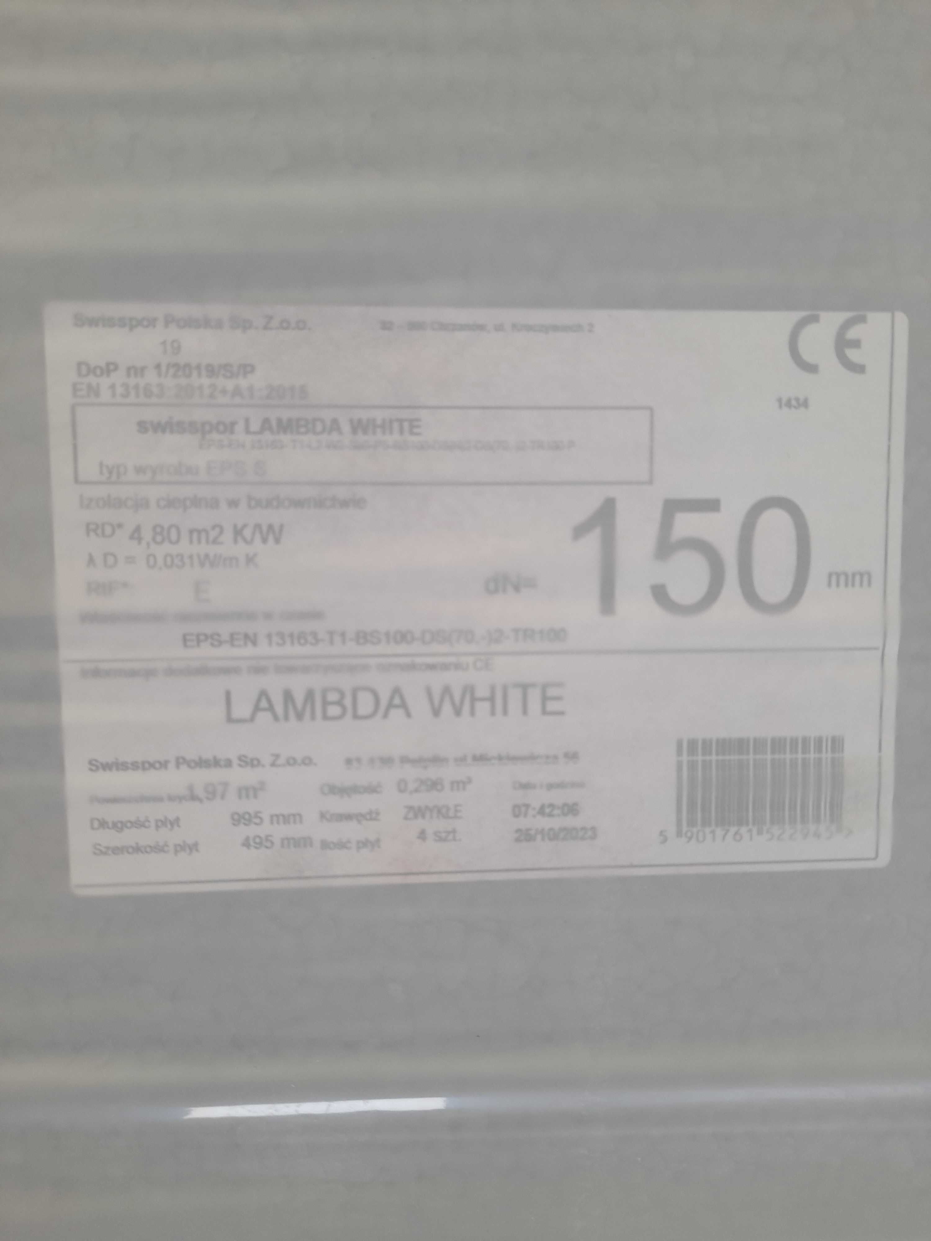 Styropian SWISSPOR LAMBDA WHITE, fasada 150 mm