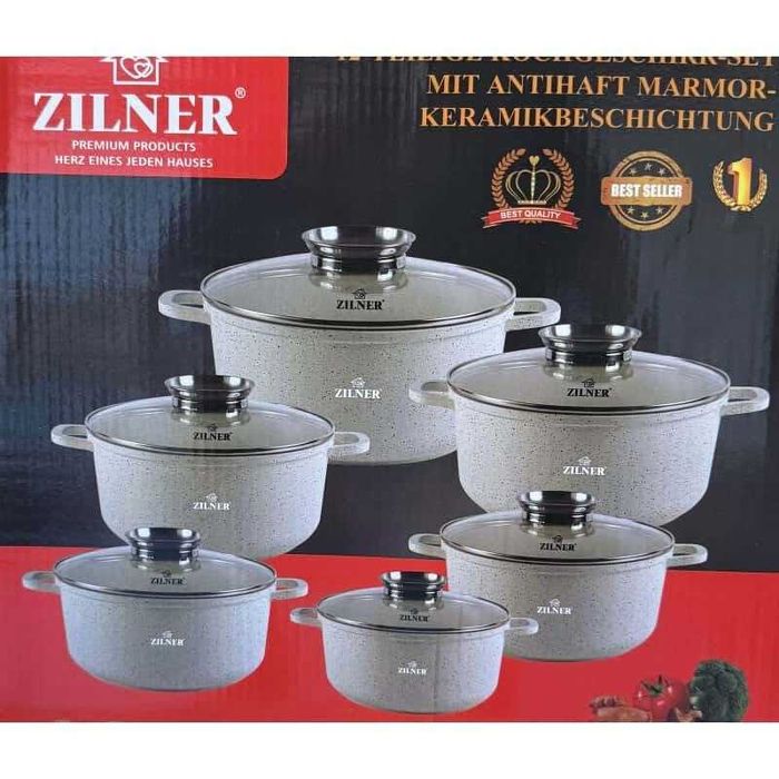 Zestaw Garnków Marmurkowych 12 EL KOMPLET GARNKI PREMIUM ZILNER