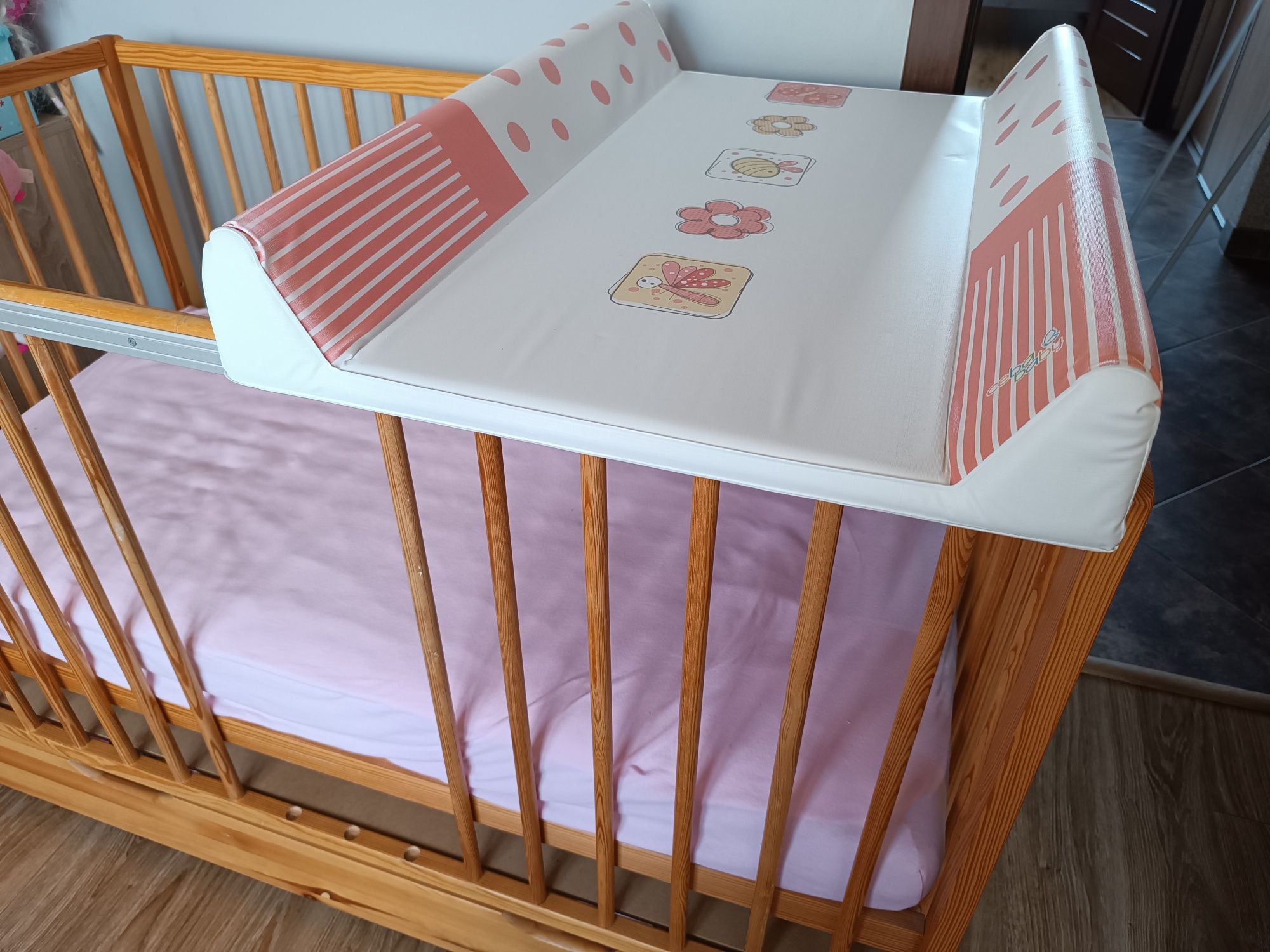 Łóżeczko dziecięce niemowlęce 120x60 sosna drewniane materac szuflada