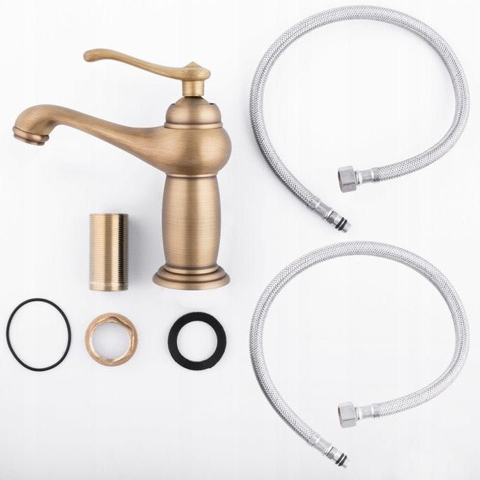 Bateria Umywalkowa Łazienki Wc Jednouchwytowa Stojąca Retro Kran Złota