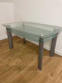 Stół szklany metalowe nogi 90x140 cm