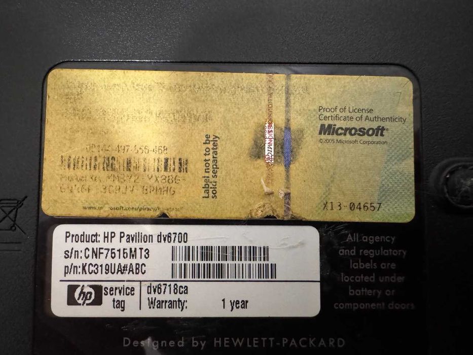 Ноутбук Hp Pavilion dv6700 на запчастини