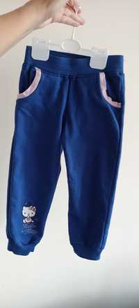 Jak nowe niebieskie spodnie dresowe hello kitty r.104-110