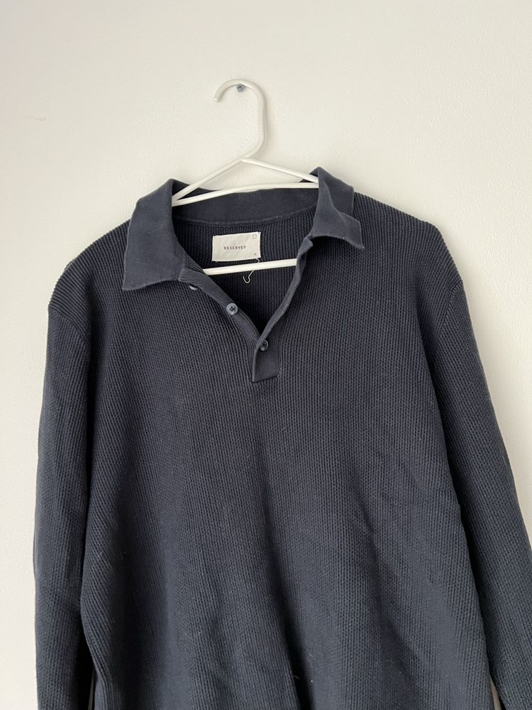 Sweter sweterek męski Reserved XL granatowy z kołnierzykiem