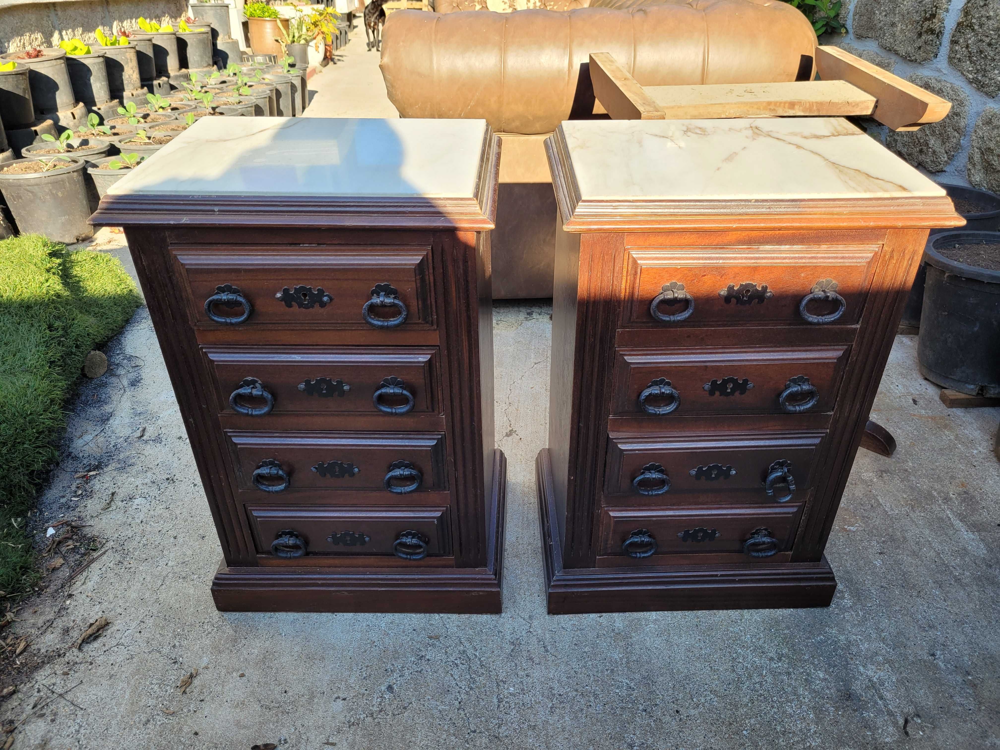 1 par mesinhas cabeceira madeira Vintage