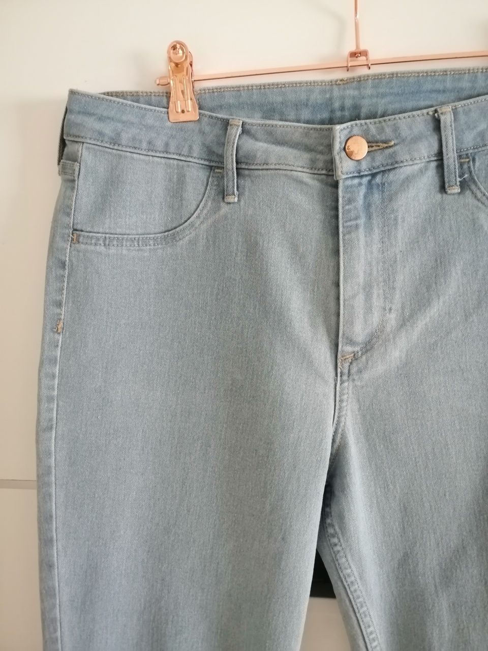 H&M Skinny High Waist Ankle jeansy niebieskie damskie L