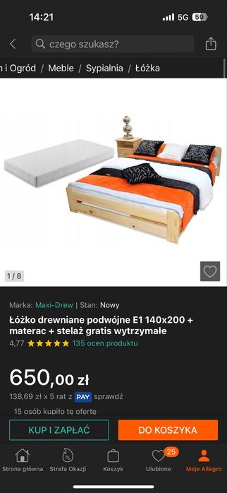 Sprzedam łóżko 140x200