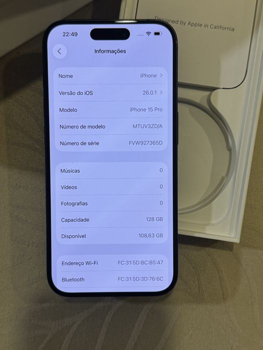 Iphone 15 Pro 128GB Black Titanium Original Imaculado