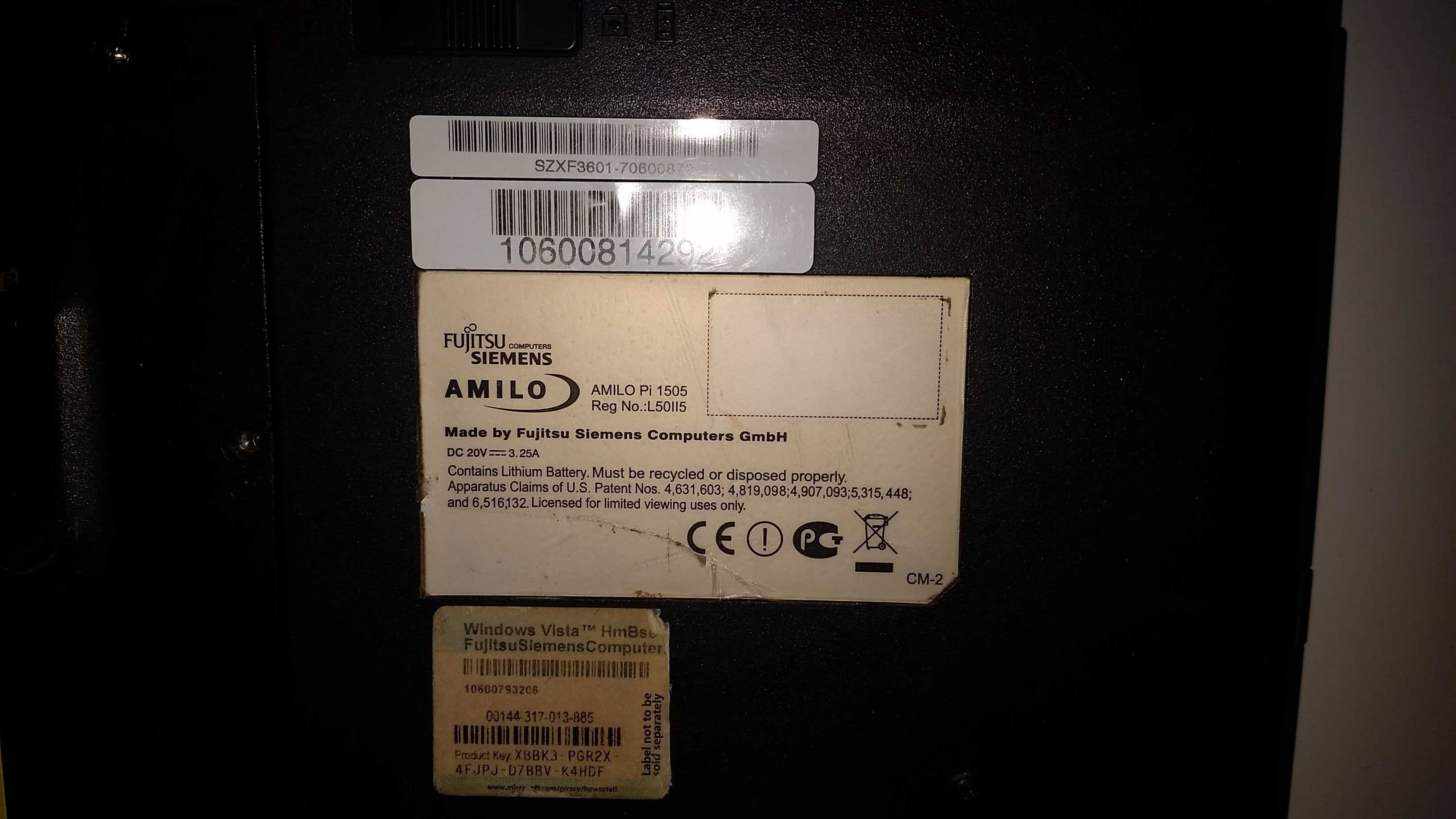 Laptop fujitsu siemens Amilo Pi 1505