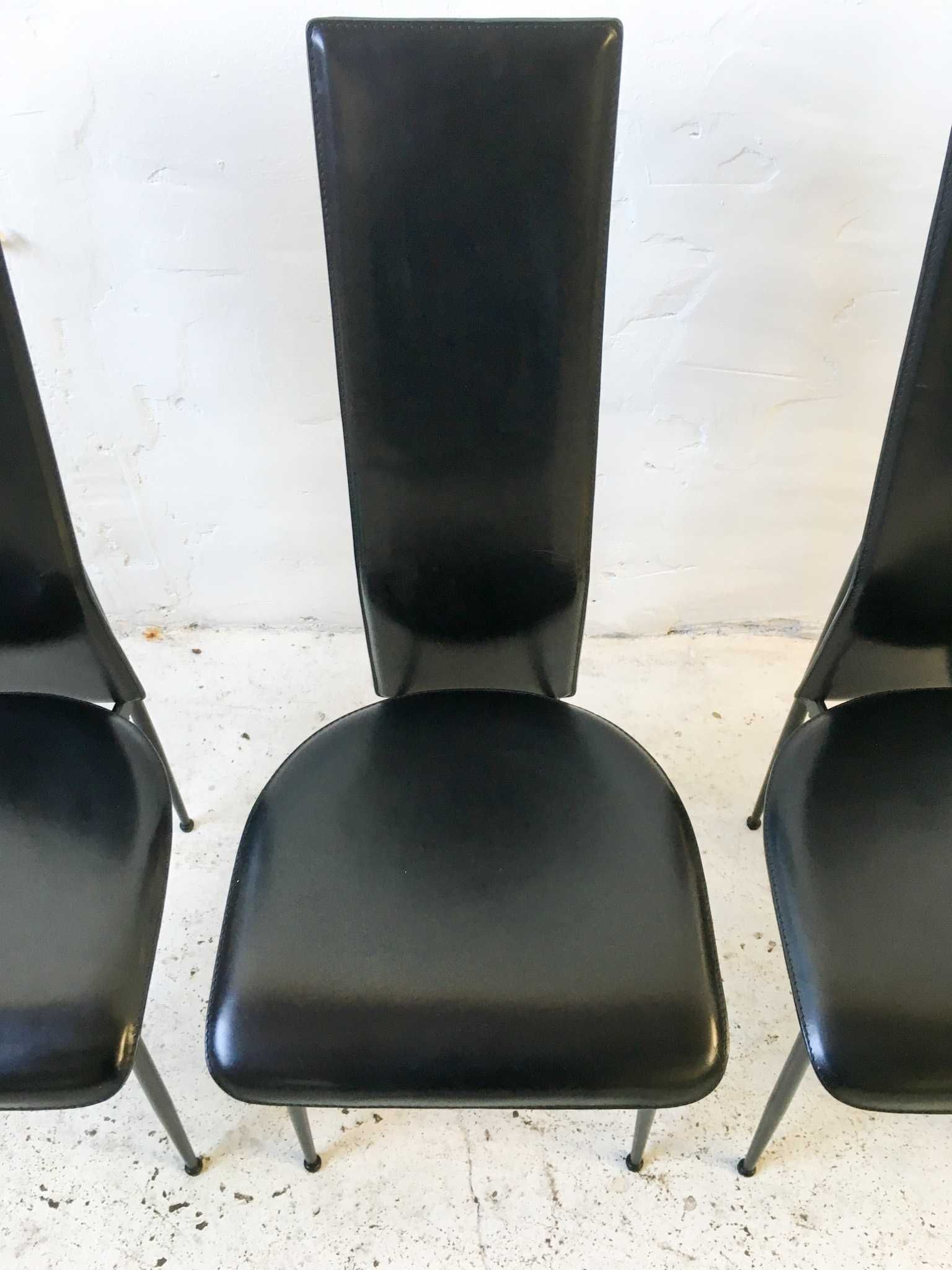 Fasem włoskie krzesła skóra lata 80 90 vintage design