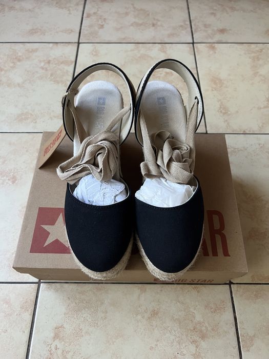 Big Star czarne espadryle na koturnie