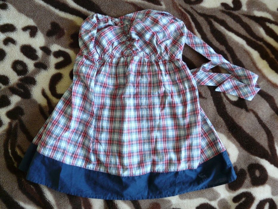 Abercrombie & Fitch > letnia bluzka w kratkę wiązana na plecach