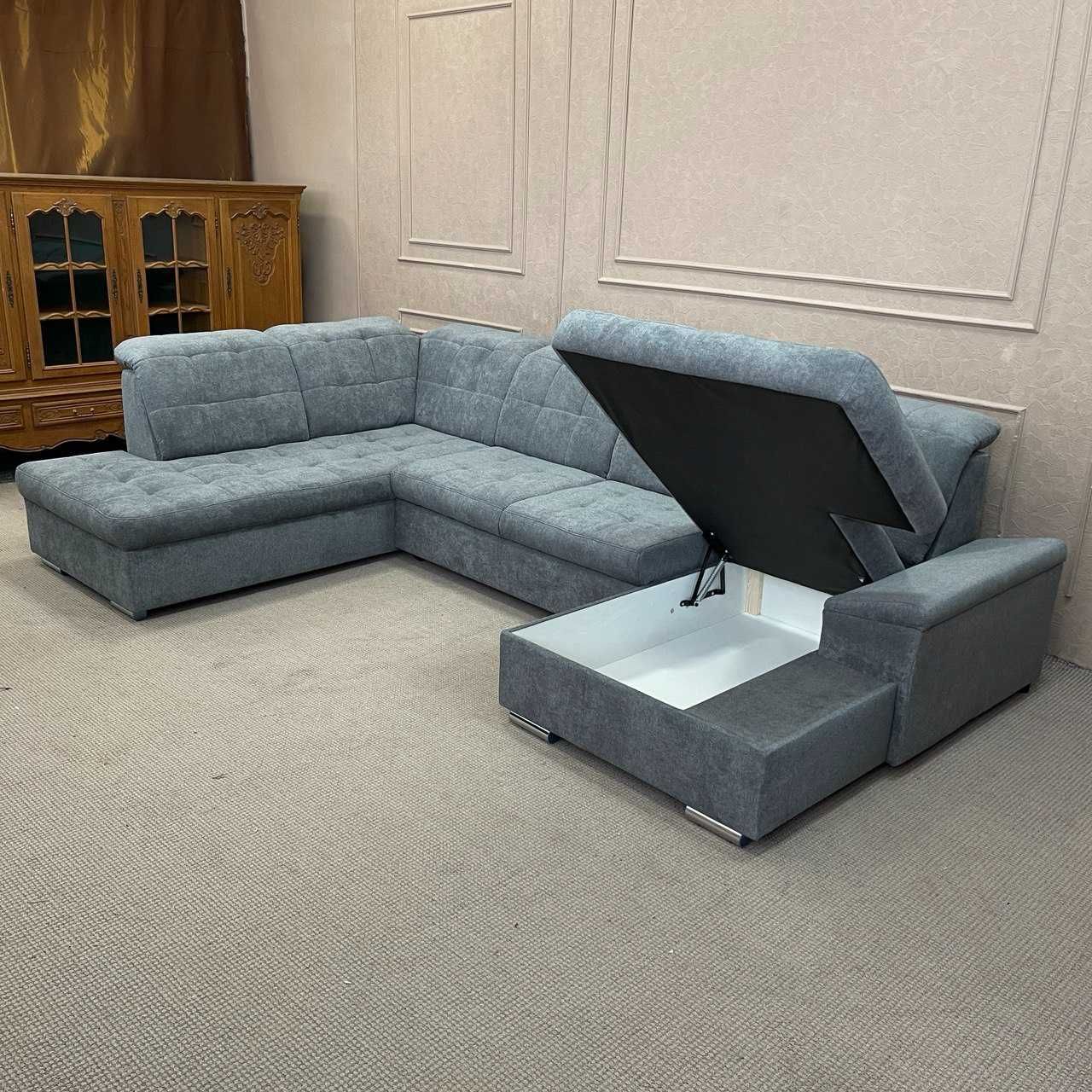 Новий диван п-подібної форми в тканині купити
