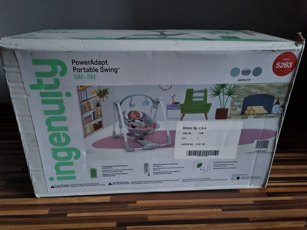 Huśtawka bujaczek INGENUITY zasilanie sieciowe. Nowe!!!