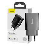 Ładowarka Baseus 20W Szybkie Ładowanie Pd Usb-C Do Telefonu Czarna