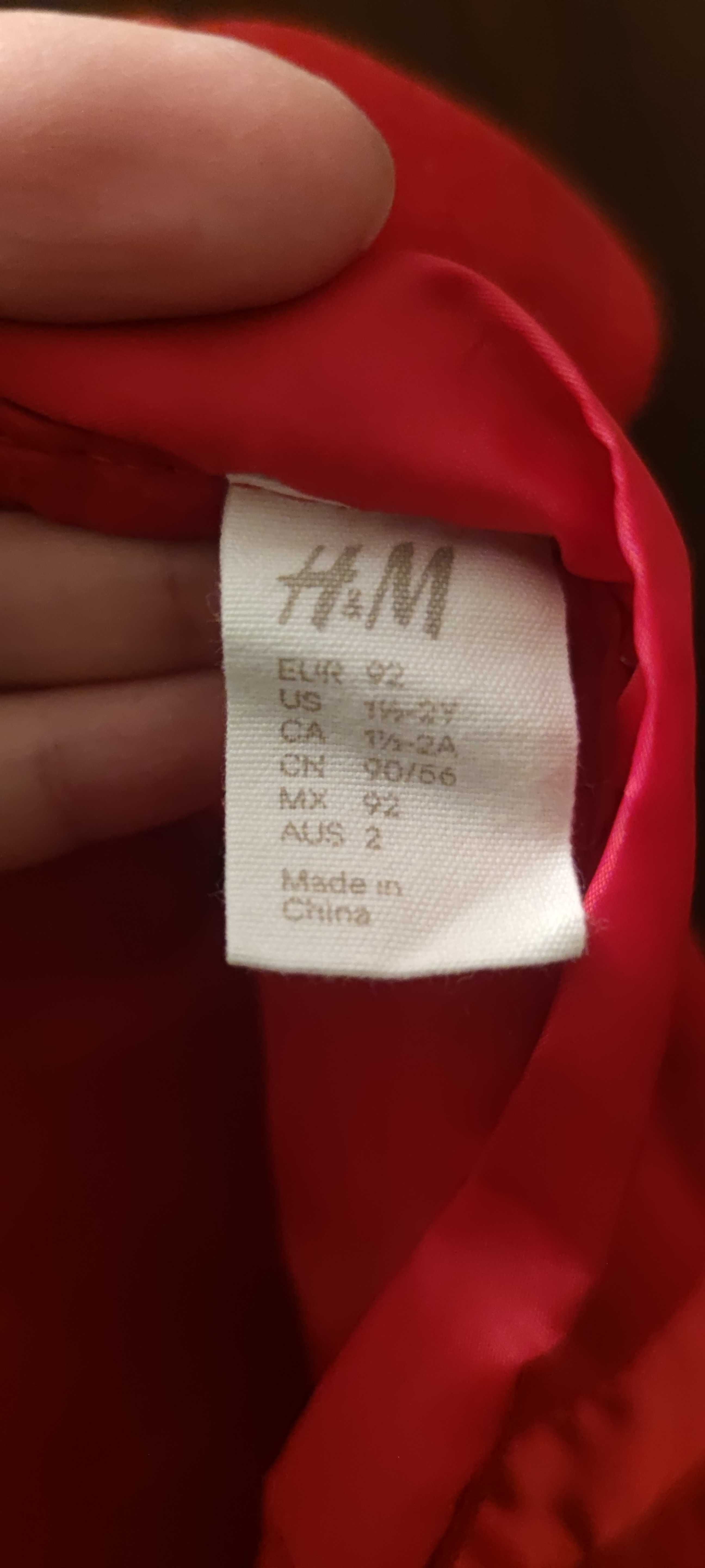 Платье красное бархатное нарядное красивое для девочки 92 размер H&M