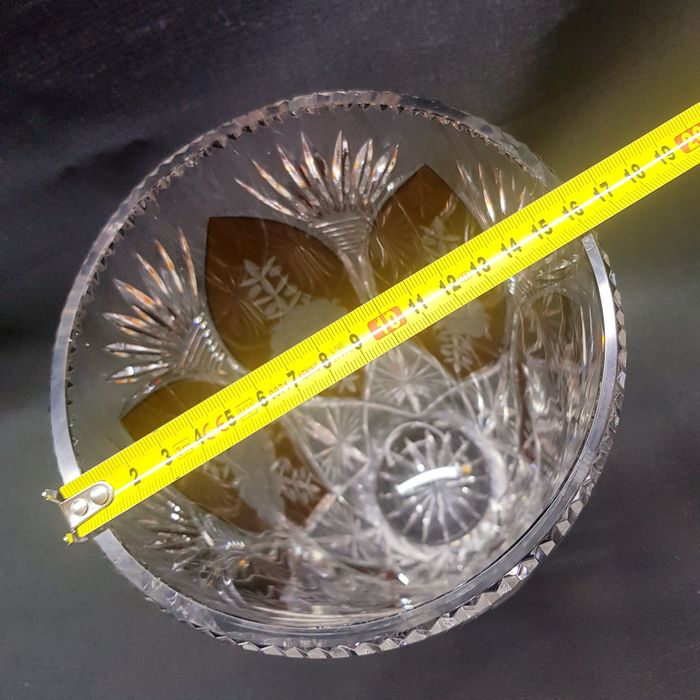 Wazon kryształowy kolorowy szlifowany Vintage PRL