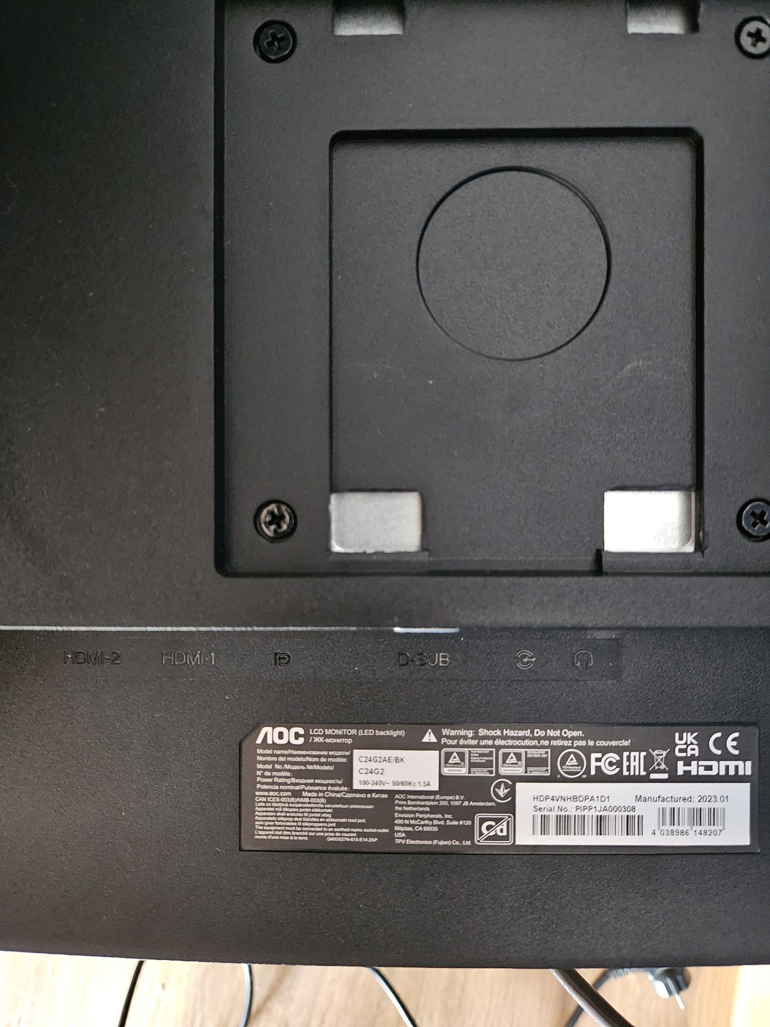 Monitor AOC C24G2AE/BK 24" Full HD VA 165Hz 1ms Zakrzywiony Gamingowy