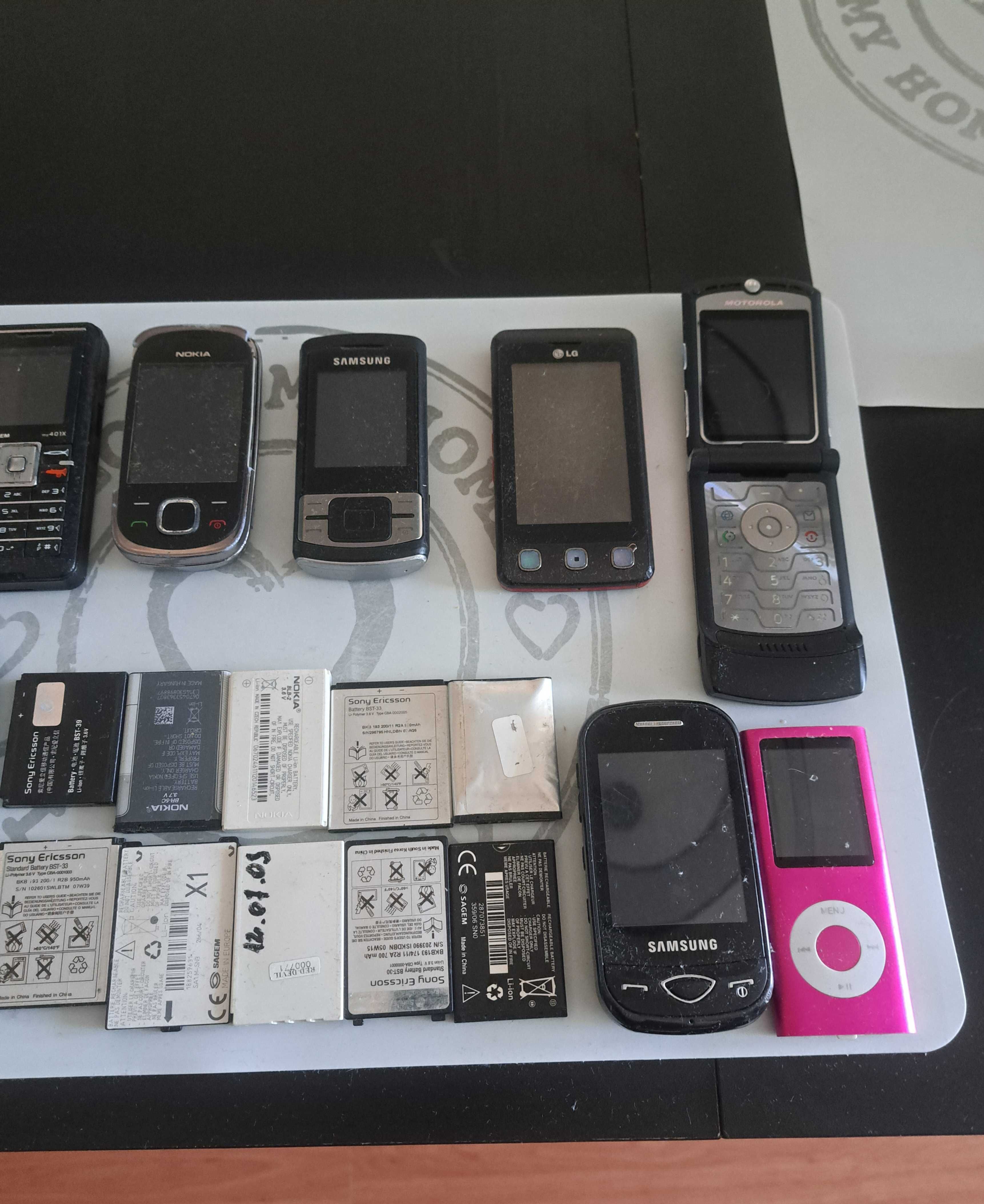9 telefonów, baterie, mp3