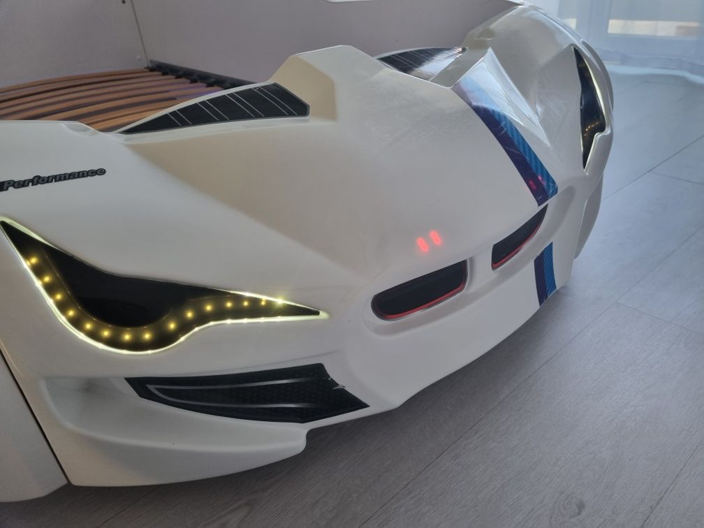 cama carro 90x190 com leds e música + colchão