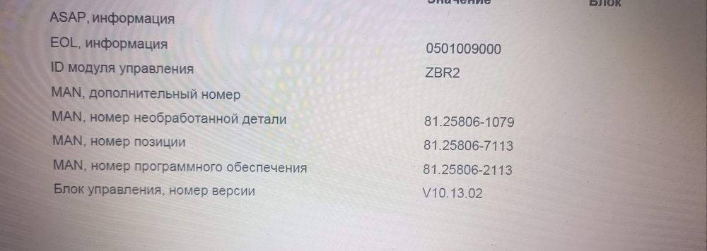 ZBR2 MAN TGX, TGL Блок керування переферією авто