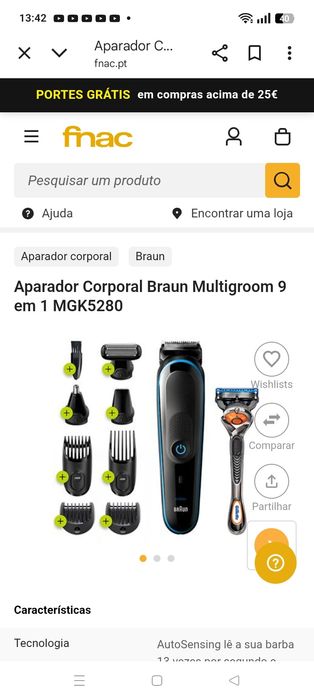 Máquina barbear e aparador corporal