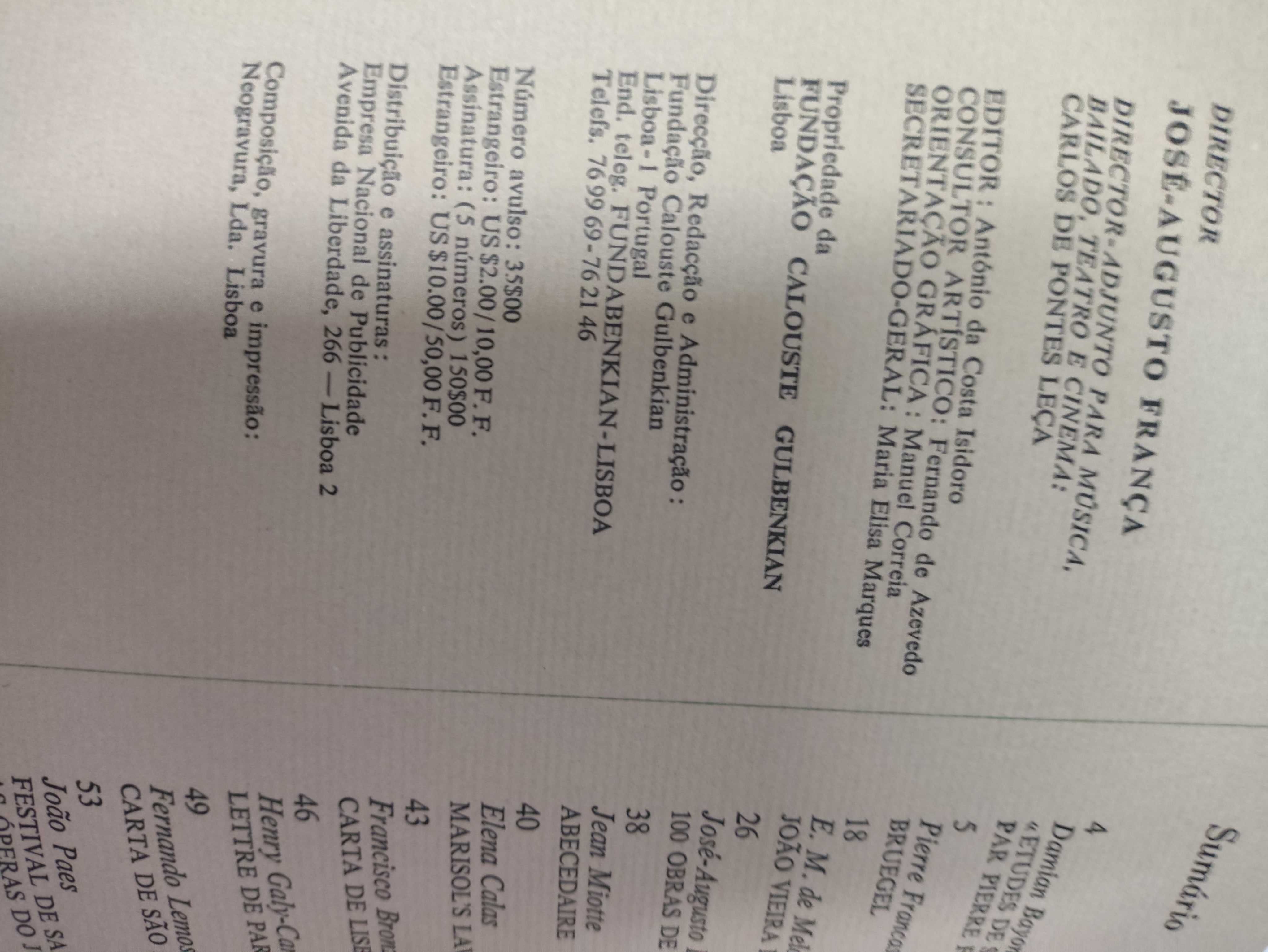 Revistas Colóquio Artes do nº1 ao 13,15 anos 70 F. Calouste Gulbenkian