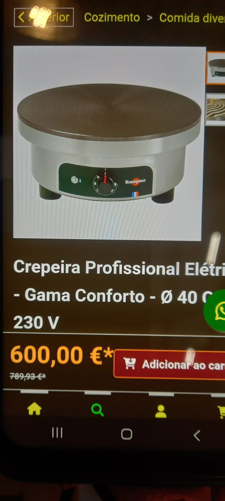 Crepeira Krampouz 40cm, também dá pampecas industrial de hotelaria