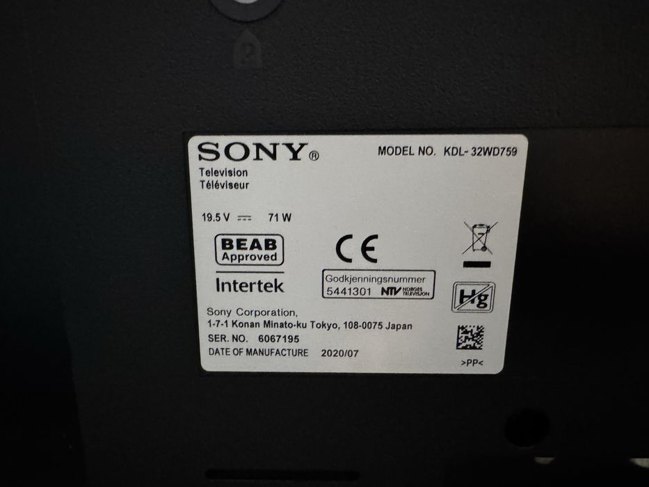 Телевізор 32 дюйми Соні Sony KDL-32WD759 Smart TV Wi-Fi T2 тюнер