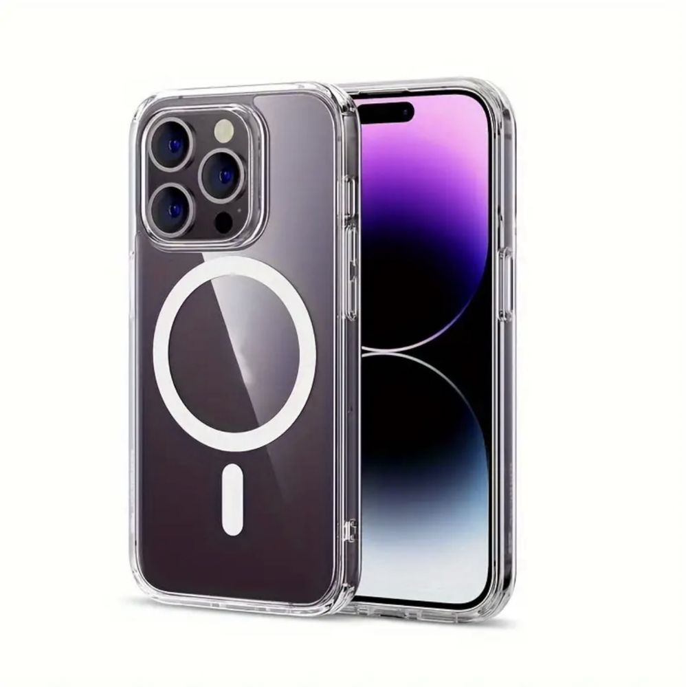 Прозорий чохол з Magsafe від iPhone 12 і ін. (White,Black,Gray,Purple)
