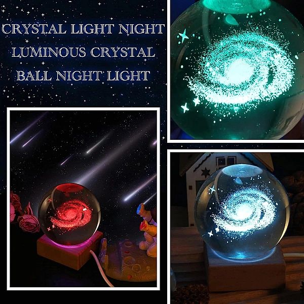 Lampka Nocna Led 3D Saturn Ozdoby Kryształowych Kul 6 Kolorów Dla Dzie