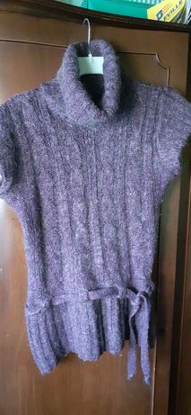 Sweter z golfem odcienie fioletu