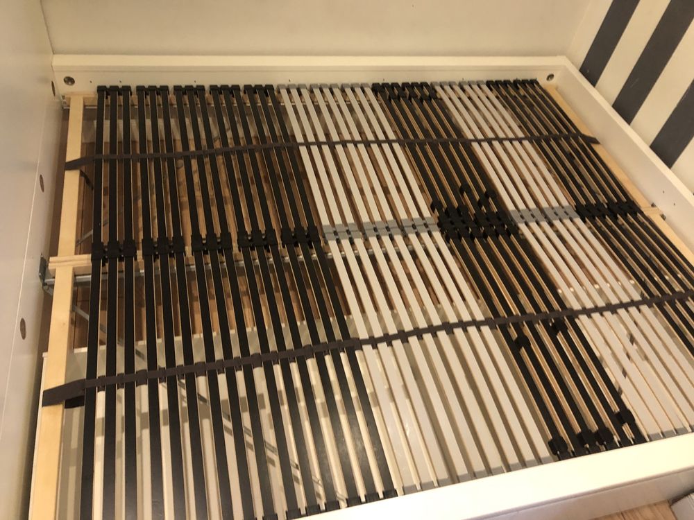 Łóżko sypialnia plus stelaże z 2 pojemnikami biały 140x200 TANIO