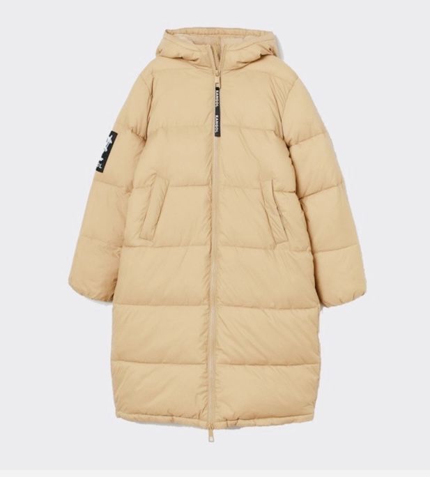 Пуховик бежевый зима