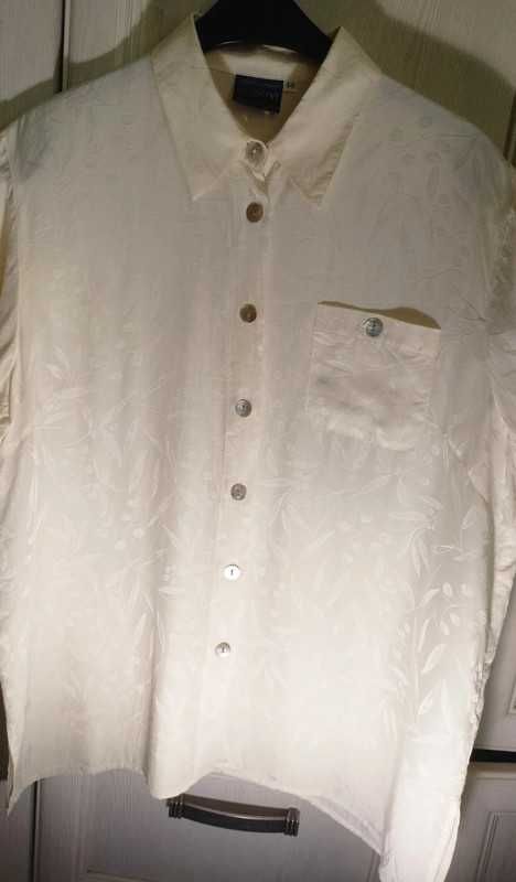 44 42 40 oversize jedwabna koszula vintage 100% jedwab żakard  jakość