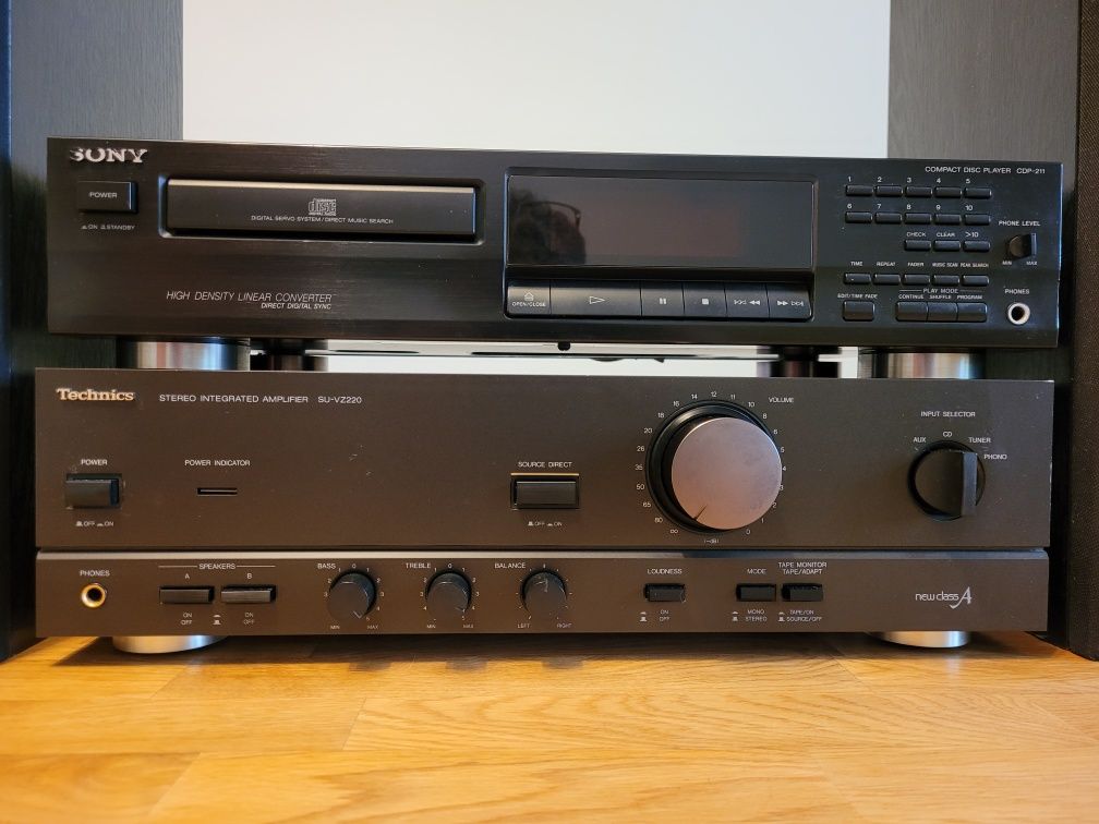 Zestaw audio wzmacniacz Technics + CD Sony + kolumny Sanyo