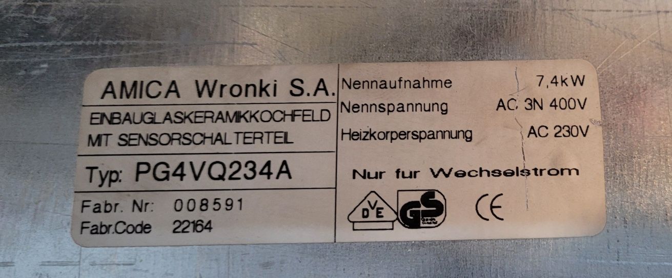 Płyta Ceramiczna .Sterowanie Sensor