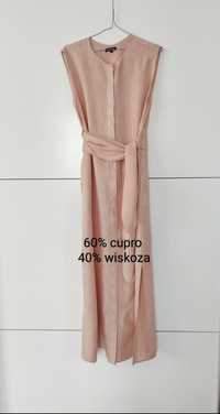 Sukienka Massimo dutti 38 M różowa pudrowy róż midi maxi wiskozowa