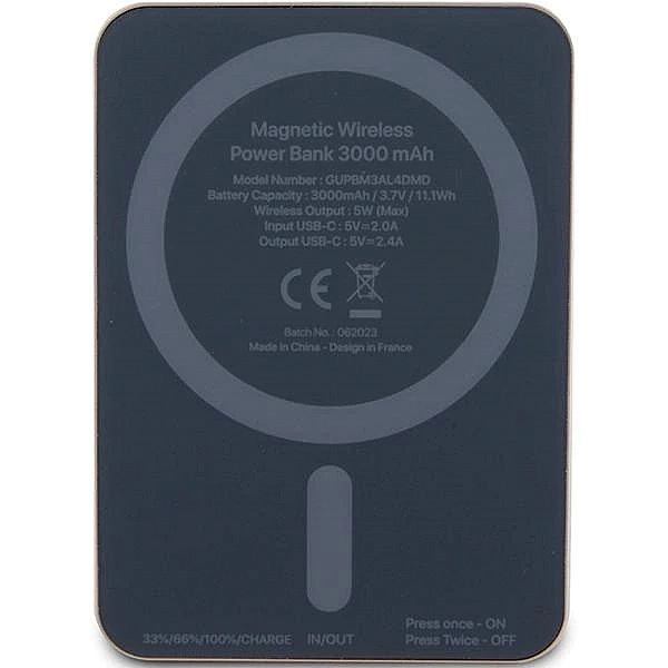 Powerbank indukcyjny Guess MagSafe 4G Strassed Metal Logo 5W 3000mAh -