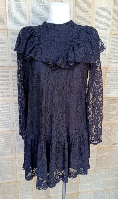 Zara dress+shorts M L biust 49,5x2 koronka gotic dark romantic