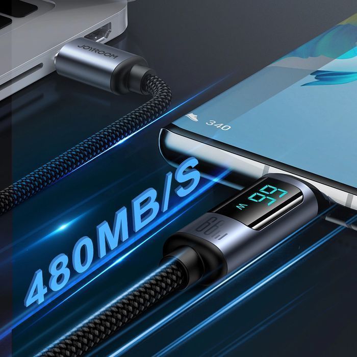 Kabel USB C - USB A 66W 1.2m z wyświetlaczem LED Joyroom - czarny