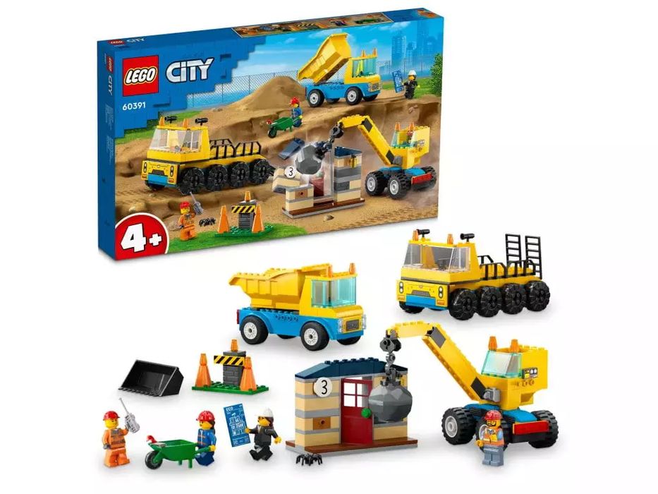 LEGO City Ciężarówki i dźwig z kulą wyburzeniową 60391. LEGO