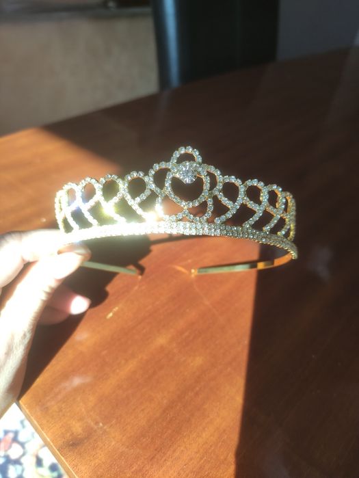 Tiara Coroa Noiva Brilhantes Dourada