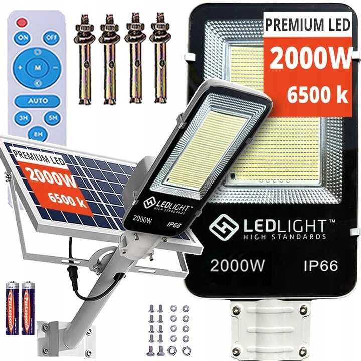 MOCNA LAMPA SOLARNA LED 2000W uliczna ogrodowa czujnik zmierzchu