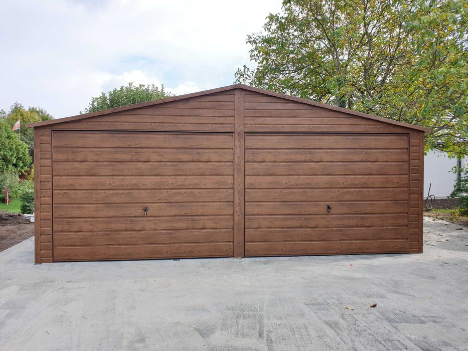 Garaz blaszany 7x6 drewnopodobny