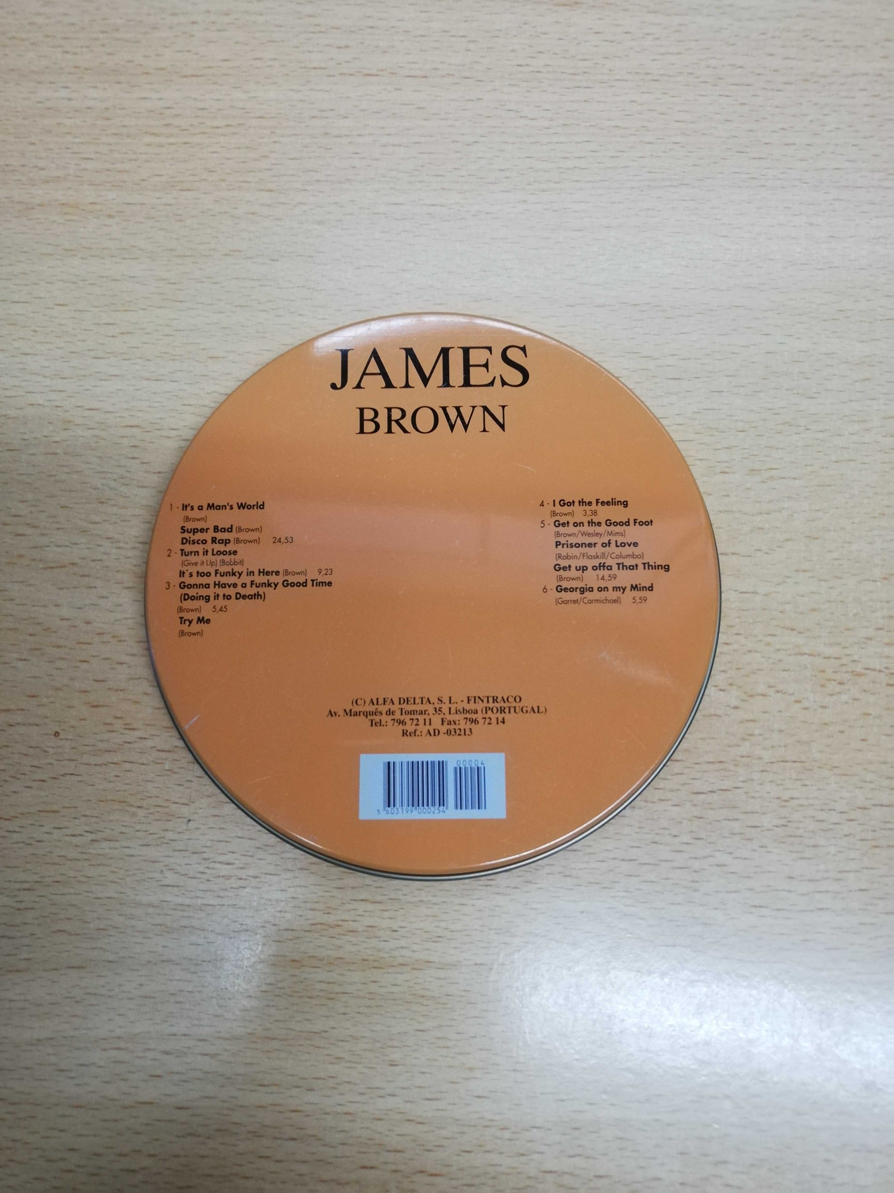 CD de James Brown em caixa de chapa